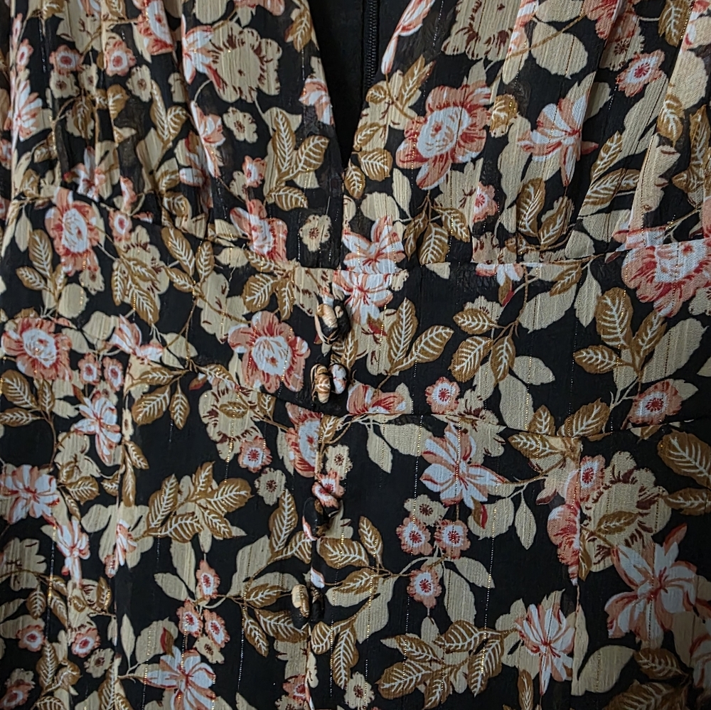 Nasty Gal Floral V-Neck Fitted Mini Dress Nothin' Bud Love Puff Sleeves Sz 4 - Picture 4 of 6